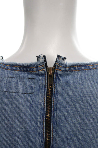 Current/Elliott Womens Shift Dress Blue Sleeveless Scoop Neck Cotton Size 2