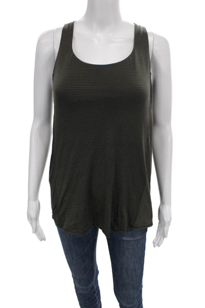 Lululemon Womens Green Striped Sleeveless Tunic Tank Scoop Neck Size 3X
