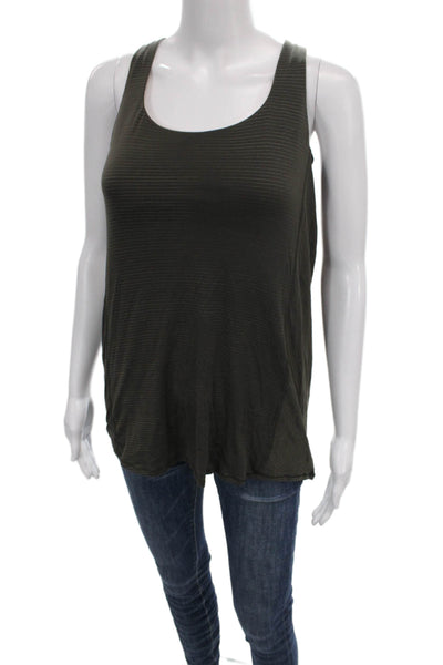 Lululemon Womens Green Striped Sleeveless Tunic Tank Scoop Neck Size 3X