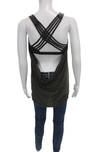 Lululemon Womens Green Striped Sleeveless Tunic Tank Scoop Neck Size 3X
