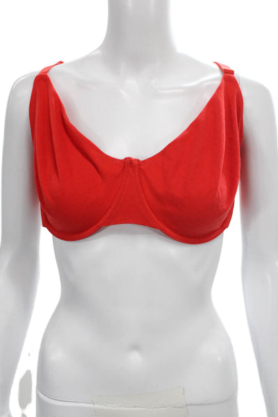 Skims Womens Hook & Loop Sheer Full Coverage Bra Red Size 46D