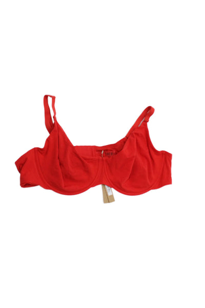 Skims Womens Hook & Loop Sheer Full Coverage Bra Red Size 46D
