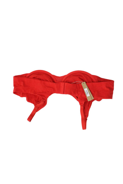 Skims Womens Hook & Loop Sheer Full Coverage Bra Red Size 46D