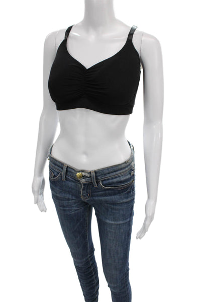 Anaono Womens Elastic Hook & Loop Sports Bra Black Size 42