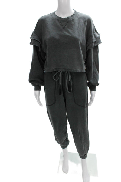 7 For All Mankind Womens Pullover Sweatshirt Gray Cotton Crew Neck Size S