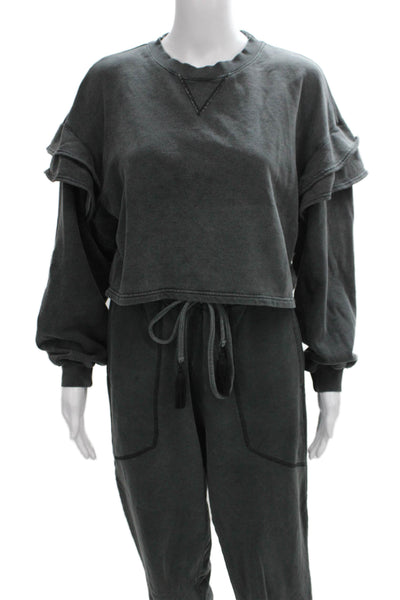 7 For All Mankind Womens Pullover Sweatshirt Gray Cotton Crew Neck Size S