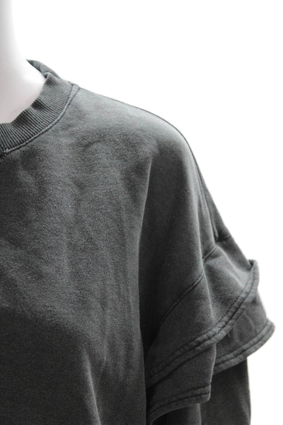 7 For All Mankind Womens Pullover Sweatshirt Gray Cotton Crew Neck Size S