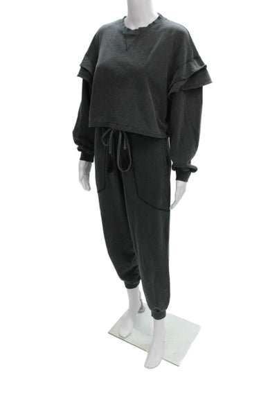 7 For All Mankind Womens Pullover Sweatshirt Gray Cotton Crew Neck Size S