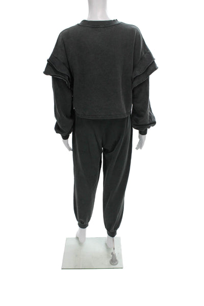7 For All Mankind Womens Pullover Sweatshirt Gray Cotton Crew Neck Size S