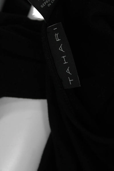 Tahari Women Basic T-Shirt Black Boat Neck Long Sleeve Modal Blend Size S