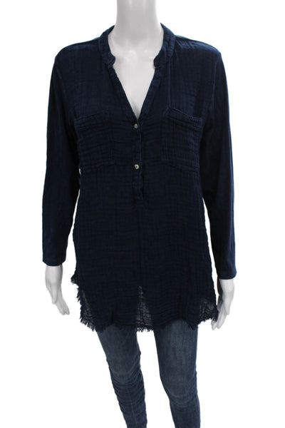 Michael Stars Unisex Adults Bohemian Tunic Blue Cotton Long Sleeve Size L