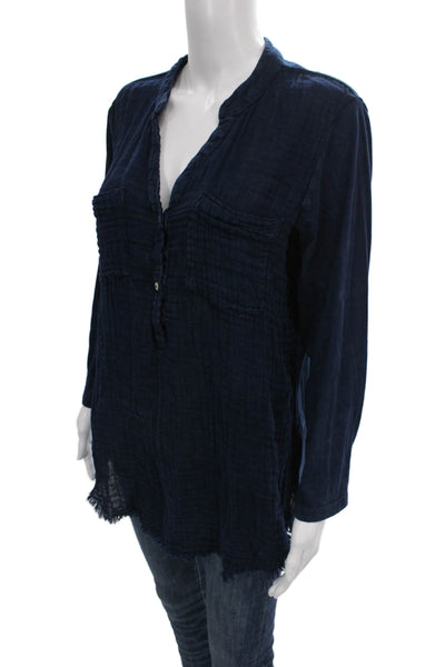 Michael Stars Unisex Adults Bohemian Tunic Blue Cotton Long Sleeve Size L