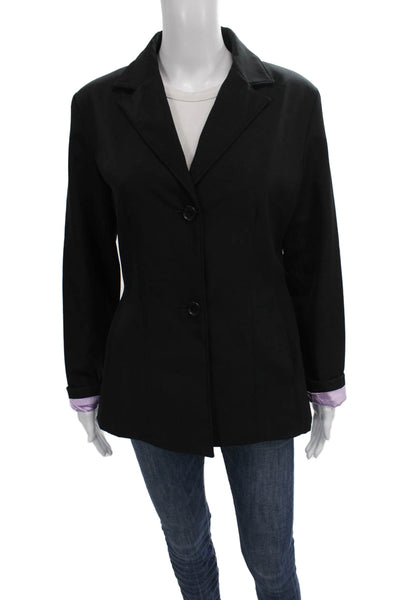 Andrew Marc Womens Black Blazer Button Polyester Long Sleeve Business Size S