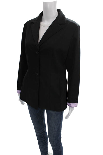 Andrew Marc Womens Black Blazer Button Polyester Long Sleeve Business Size S