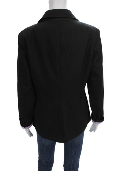Andrew Marc Womens Black Blazer Button Polyester Long Sleeve Business Size S