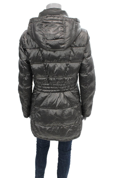 Andrew Marc Women Gray Puffer Jacket Zip Closure Long Sleeve Size S