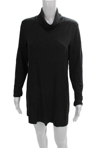 Theory Womens Gray Turtleneck Viscose Sweater Dress Long Sleeve Size L