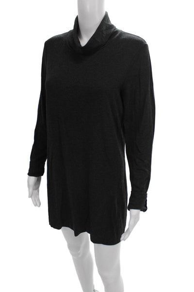 Theory Womens Gray Turtleneck Viscose Sweater Dress Long Sleeve Size L