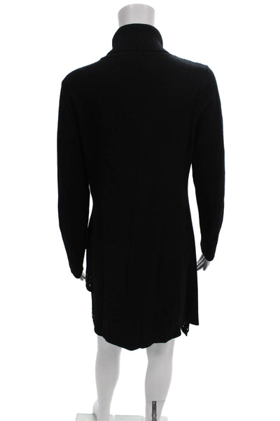 Design History Women Sweater Dress Black Wool Turtleneck Longsleeve Size L