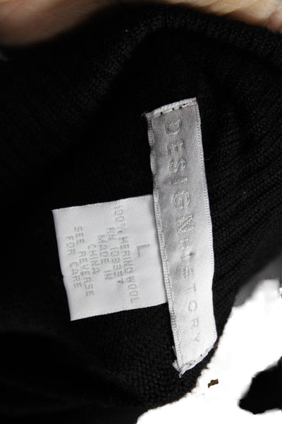 Design History Women Sweater Dress Black Wool Turtleneck Longsleeve Size L