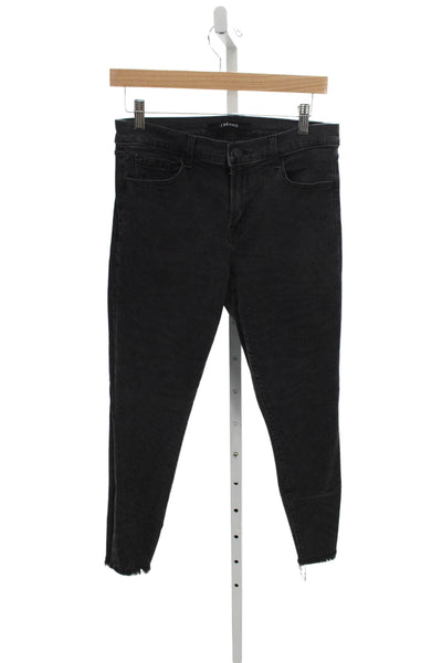 J Brand Womens Black Skinny Jeans Mid Rise Cotton Button Inseam 26 Size 30
