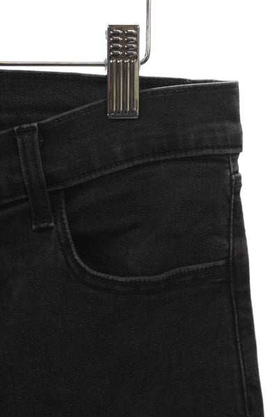 J Brand Womens Black Skinny Jeans Mid Rise Cotton Button Inseam 26 Size 30