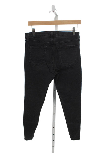 J Brand Womens Black Skinny Jeans Mid Rise Cotton Button Inseam 26 Size 30