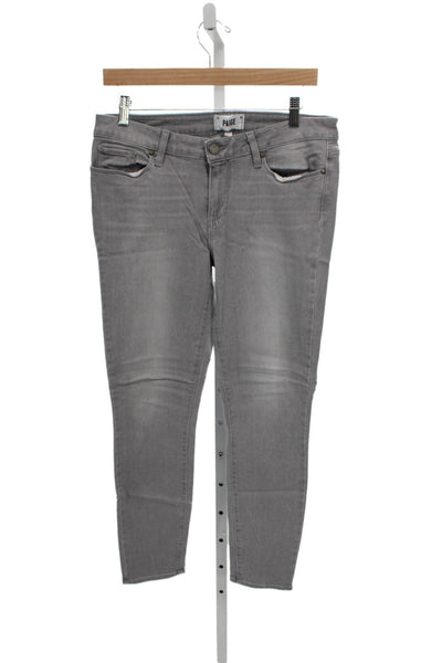 Paige Womens Skinny Jeans Gray Rayon Button Mid Rise Size 31