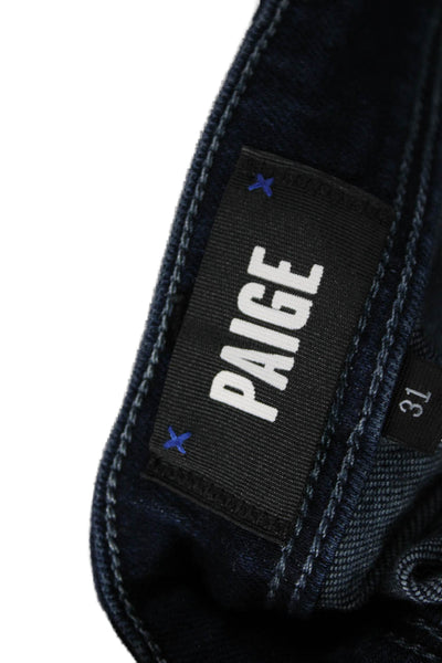 Paige Womens Tapered Jeans Blue High Rise Cotton Button Size 31