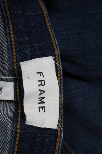 Frame Women Skinny High Rise Blue Cotton Blend Jeans Button Size 29
