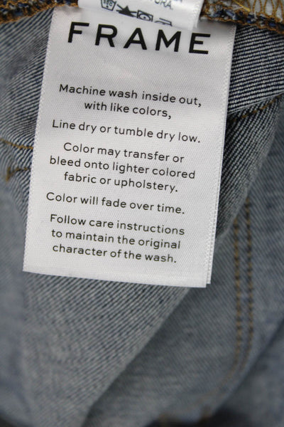 Frame Women Skinny High Rise Blue Cotton Blend Jeans Button Size 29