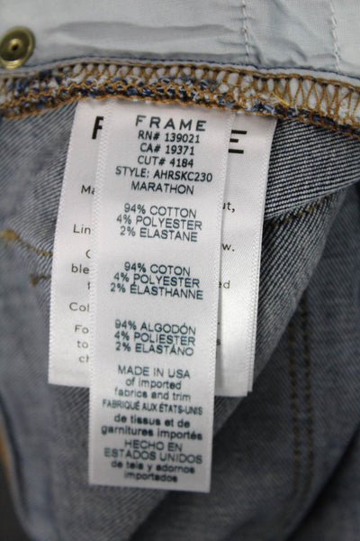 Frame Women Skinny High Rise Blue Cotton Blend Jeans Button Size 29