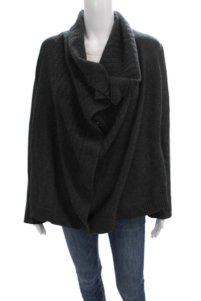 Theory Womens Basic Jacket Gray Wool Cowl Neck Long Sleeve Button Size S