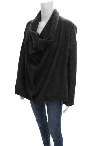 Theory Womens Basic Jacket Gray Wool Cowl Neck Long Sleeve Button Size S