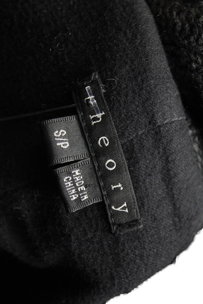 Theory Womens Basic Jacket Gray Wool Cowl Neck Long Sleeve Button Size S