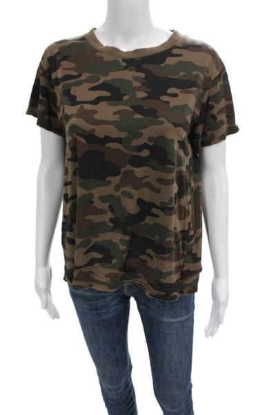 Nili Lotan Unisex Basic Camouflage Cotton Crew Tee Short Sleeve Size XS
