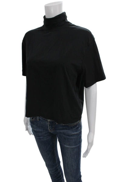 Lululemon Women Basic Black Turtleneck Short Sleeve T-Shirt Size 4