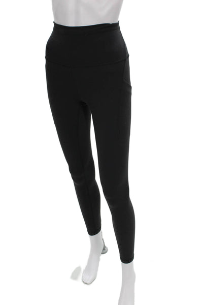 Lululemon Women Black Ankle Leggings Athletic Polyester Solid Size 4