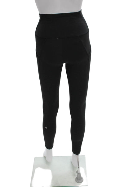 Lululemon Women Black Ankle Leggings Athletic Polyester Solid Size 4