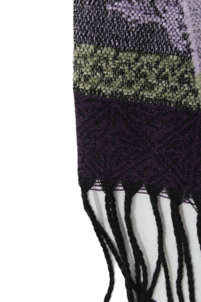 Calzeat Womens Wool Floral Print Frayed Scarf Purple 33'' x 15''