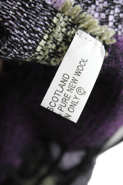 Calzeat Womens Wool Floral Print Frayed Scarf Purple 33'' x 15''