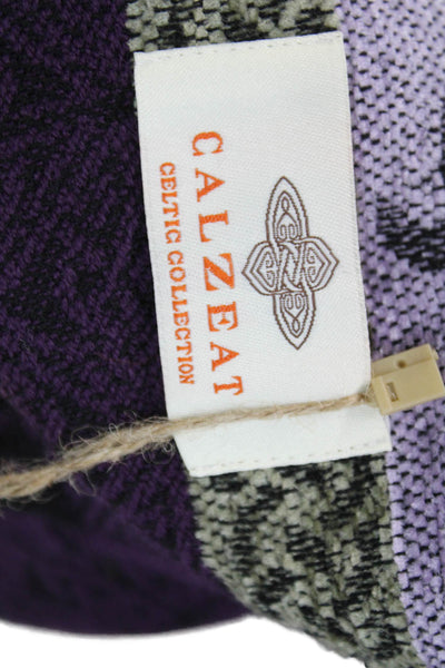 Calzeat Womens Wool Floral Print Frayed Scarf Purple 33'' x 15''