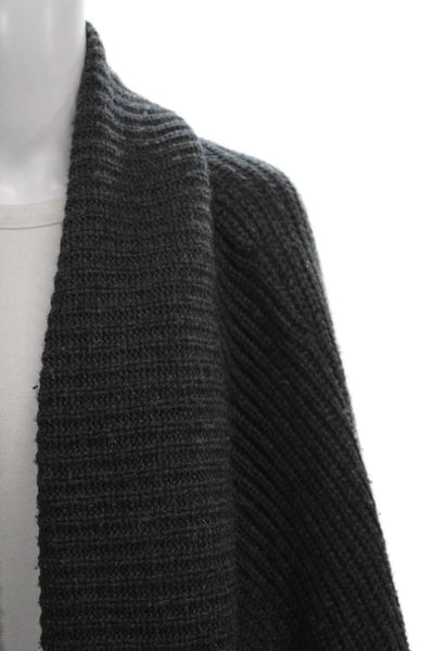 Ever Women Cardigan Sweater Collared Long Sleeve Gray 100% Lambs Wool Size M