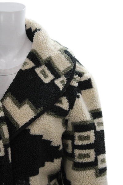 Tasha Polizzi Women Black Polyester Geometric Cowl Neck Long Sleeve Coat Size M