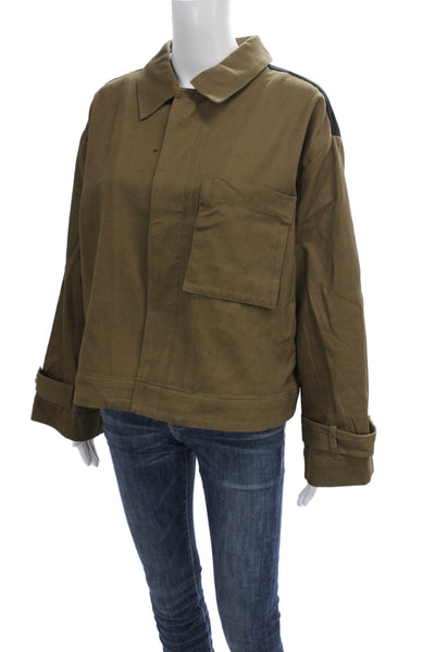 Christian Lacroix Women Basic Jacket Green Colorblock Cotton Size L
