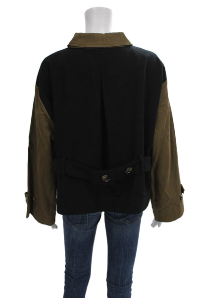 Christian Lacroix Women Basic Jacket Green Colorblock Cotton Size L