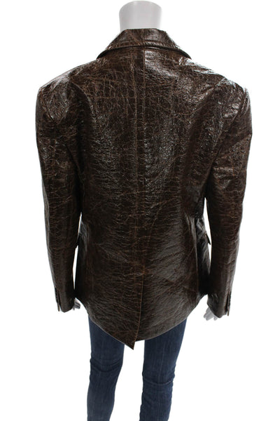 MSGM Womens Brown Basic Jacket Button Front Cotton Blend Long Sleeve Size 42