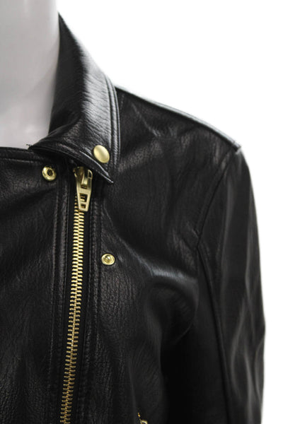 BLANKNYC Womens Black Biker Jacket Polyurethane Snap Long Sleeve Size L