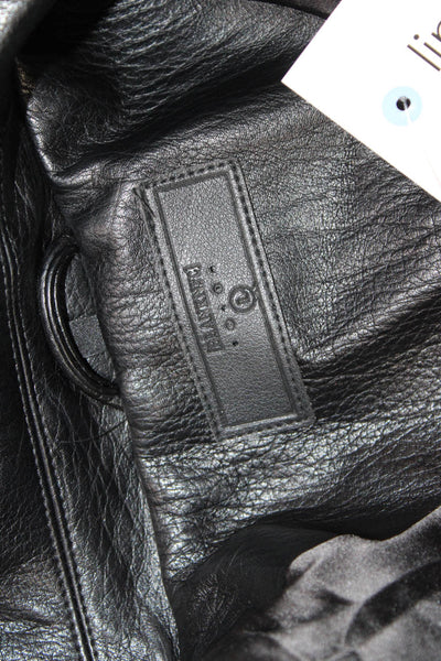 BLANKNYC Womens Black Biker Jacket Polyurethane Snap Long Sleeve Size L