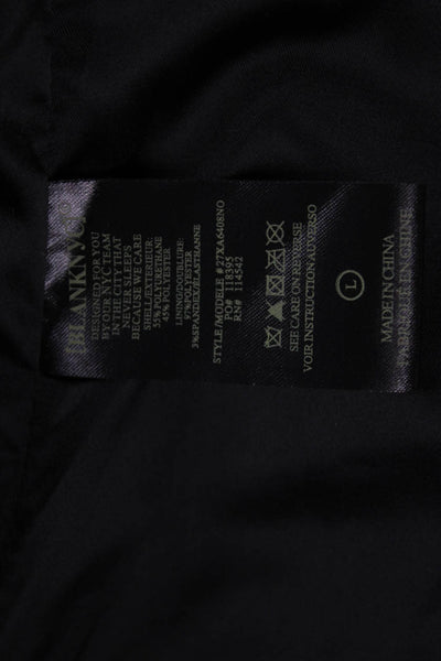 BLANKNYC Womens Black Biker Jacket Polyurethane Snap Long Sleeve Size L